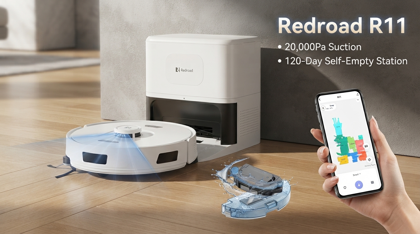 Robot Vacuum 20,000Pa Robot Vacuum Mop,120Day Self Emptying Vacuum Robot,Lidar Navigation,2.4G 5G WiFi APP Aspirateur Robot,Self-Charging Robot Vacuums for Floor,Pet,Carpet WhiteR11