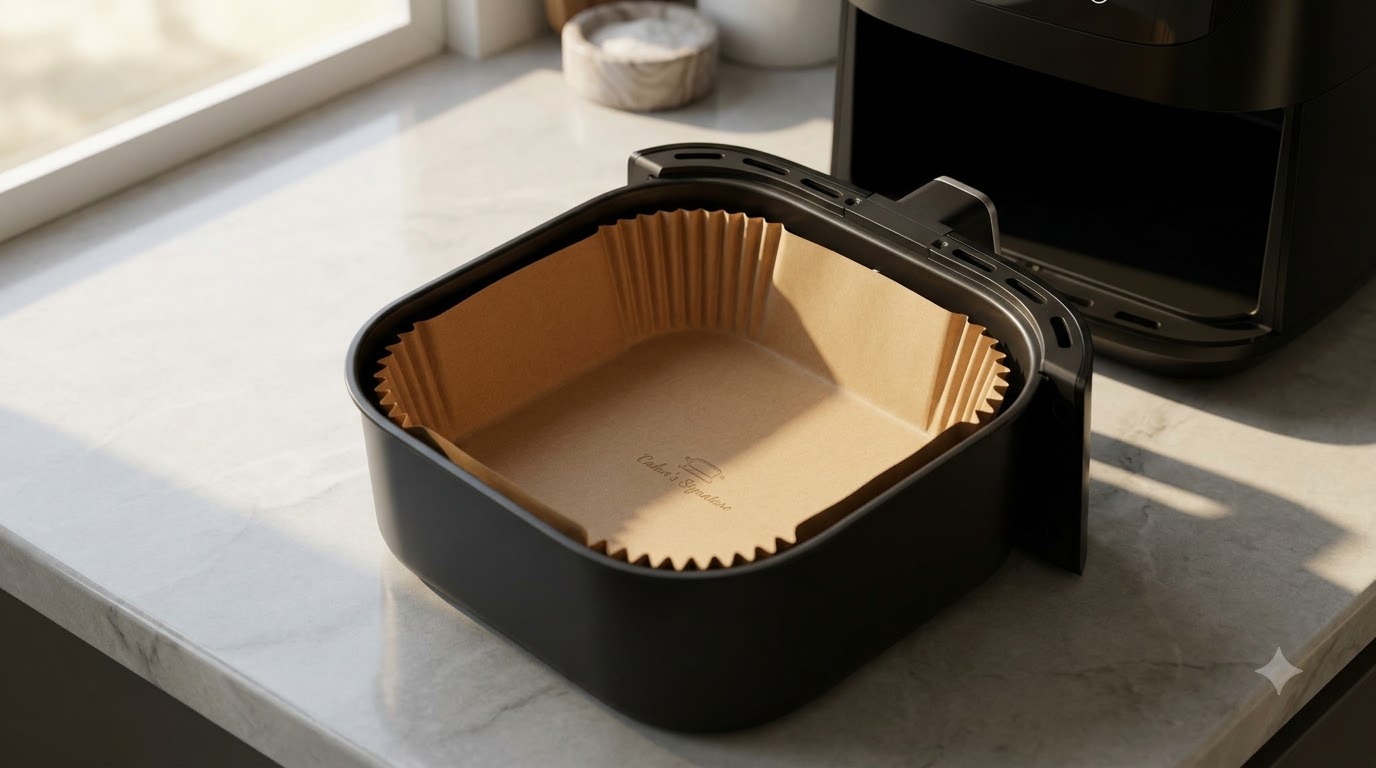 Baker's Signature Air Fryer Paper Liners, 125Pcs Disposable Liners (8-inch Square)