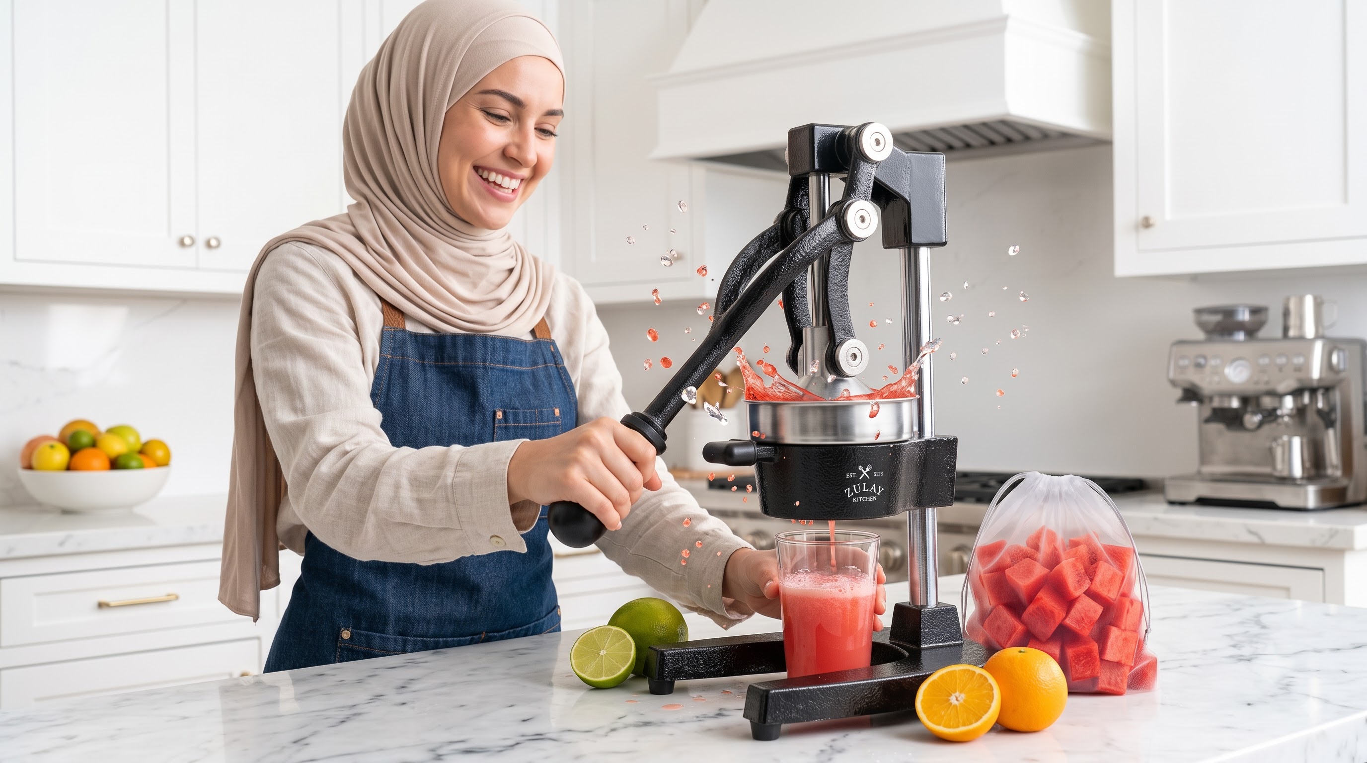 Zulay Kitchen Cast Iron Juicer, Orange Manual Juicer, Citrus Press, Black