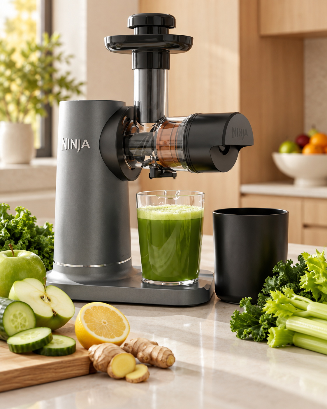 Ninja NeverClog Cold Press Juicer, 24oz Jug, 36oz Pulp, Charcoal, JC151
