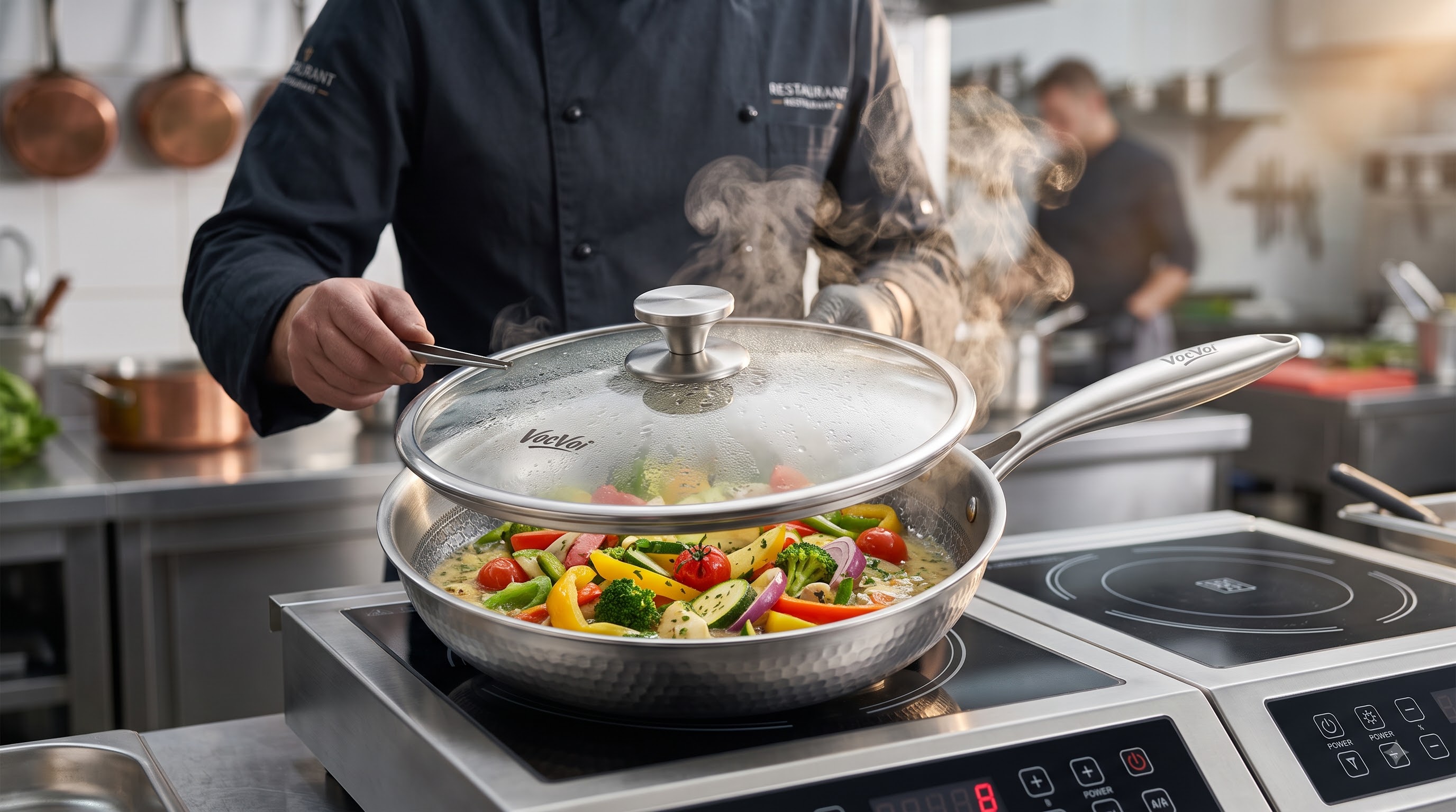 VocVoi Titanium Frying Pan Set with Lid, 10"+12" Nonstick Pro Cookware