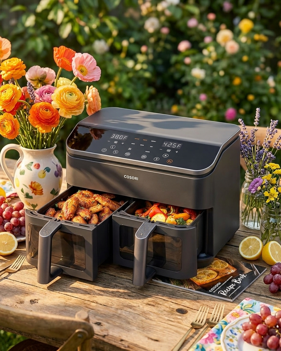 Cosori Dual Air Fryer 9QT with Two Independent 4.5QT Baskets