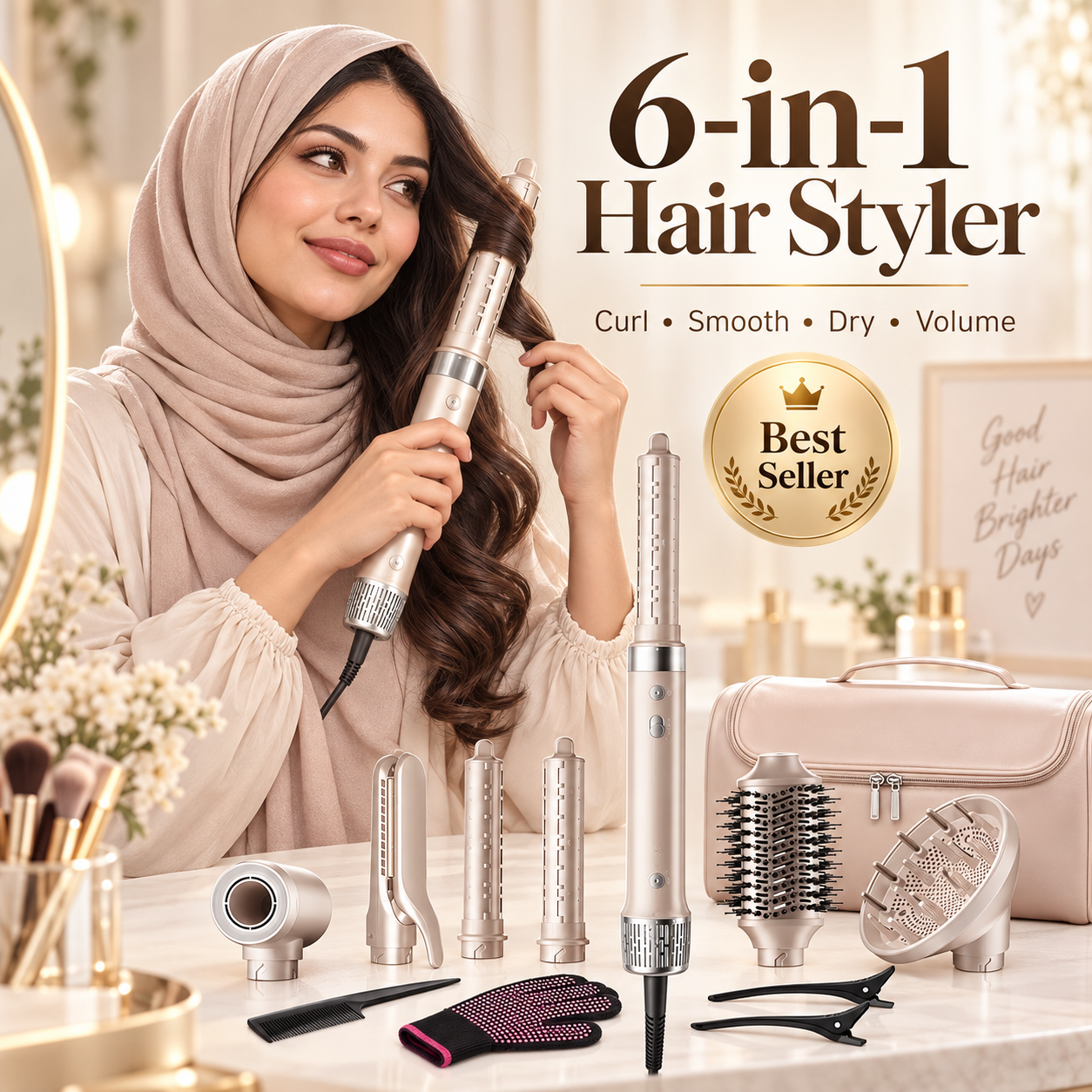 Mythsight StyleVibe 6-in-1 Air Styler with Hair Dryer & Auto-Wrap Curl L/R