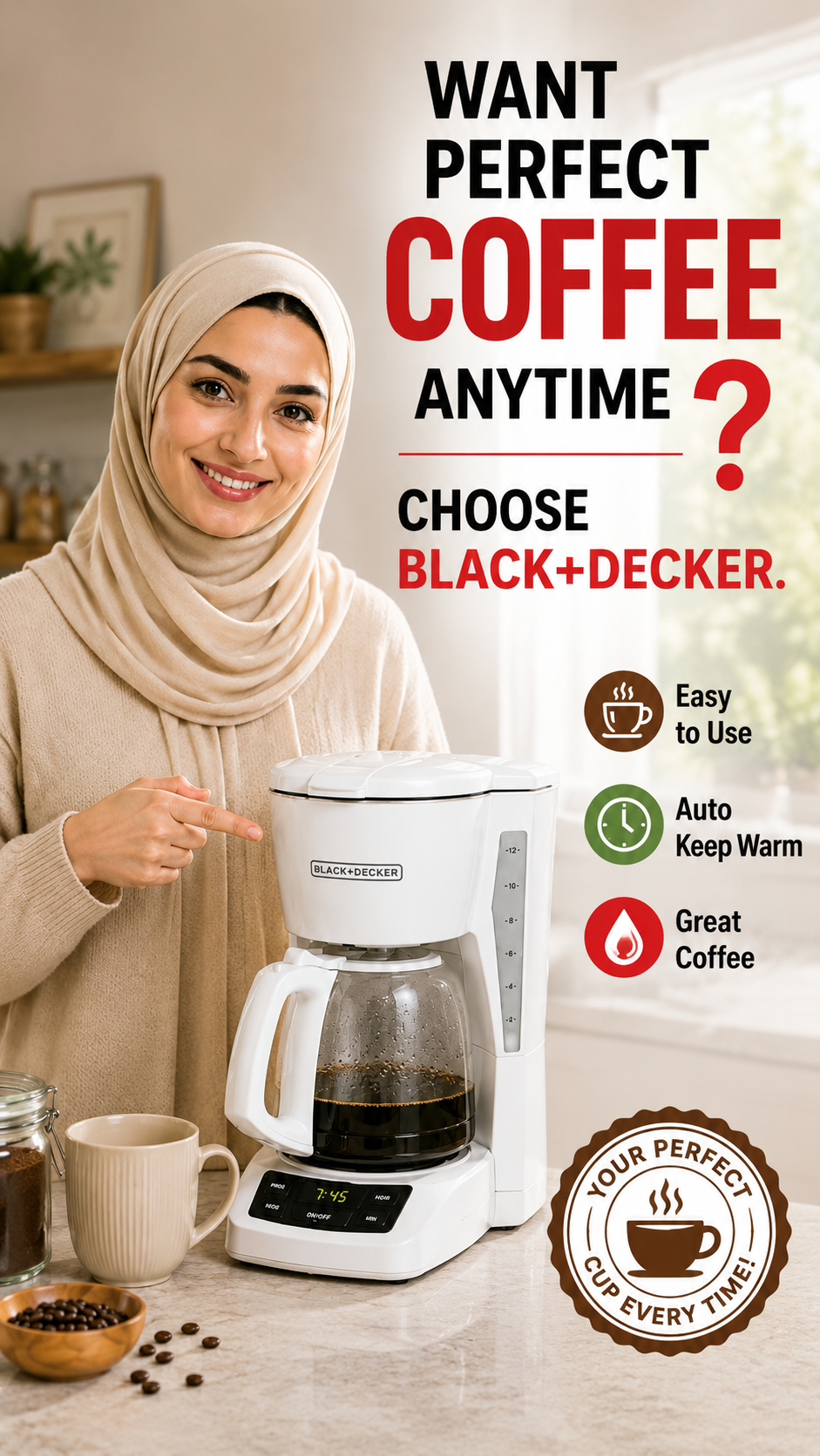 BLACK+DECKER CM1160W 12-Cup Programmable Coffeemaker, White/Stainless Steel